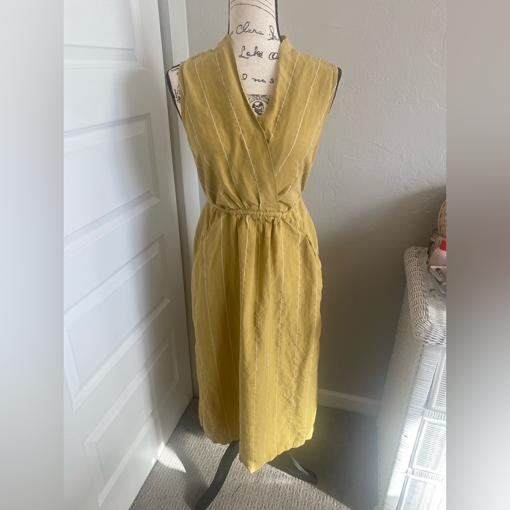 Springtime stripe shift midi dress